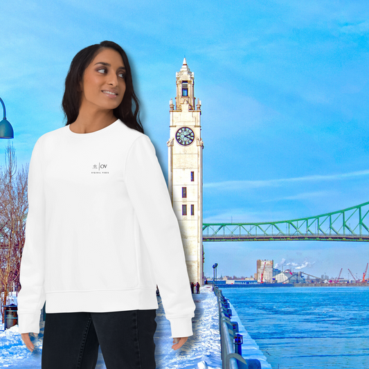 Montreal white eco-responsible crewneck